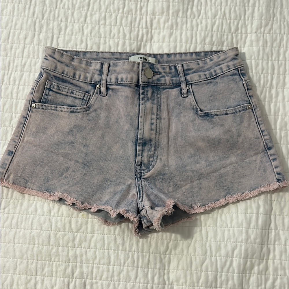 Denim Blue and Pink Women's Shorts